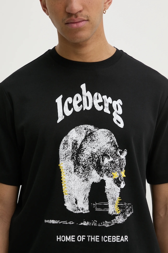 Iceberg t-shirt bawełniany czarny F025.6307