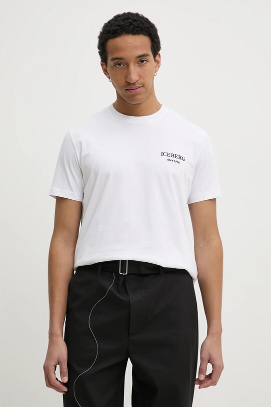 Iceberg t-shirt bawełniany regular biały F046.6327