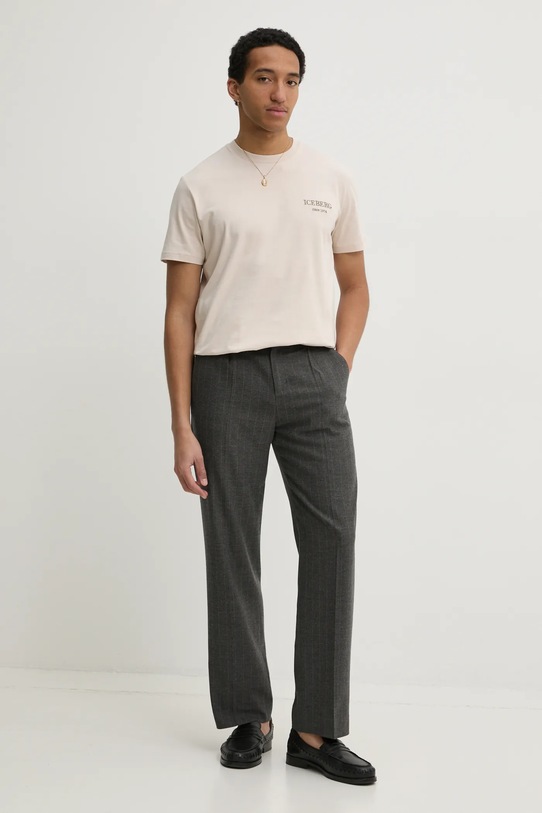 Iceberg tricou din bumbac F046.6327 bej SS25