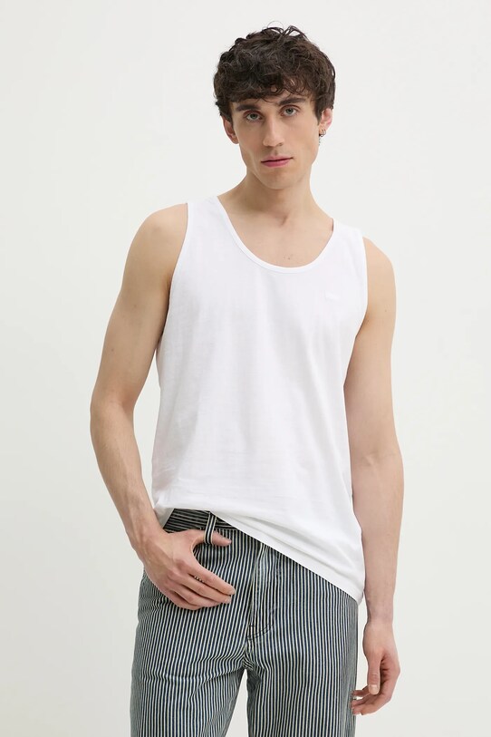 Bavlněné tričko Levi's HOUSEMARK TANK kulatý bílá A7256