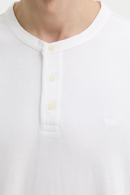 Βαμβακερό μπλουζάκι Levi's SS HM HENLEY A8602 λευκό