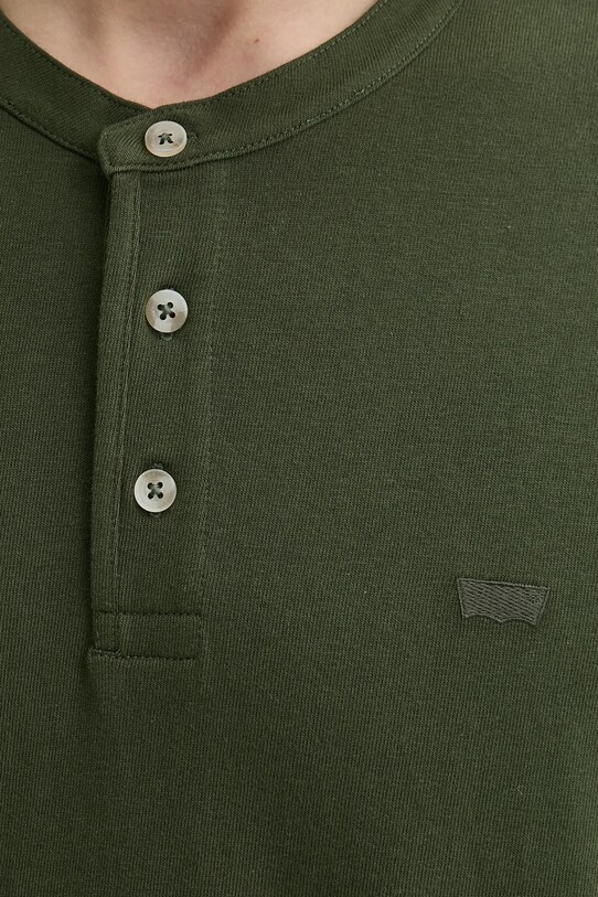 Bavlněné tričko Levi's SS HM HENLEY A8602 zelená
