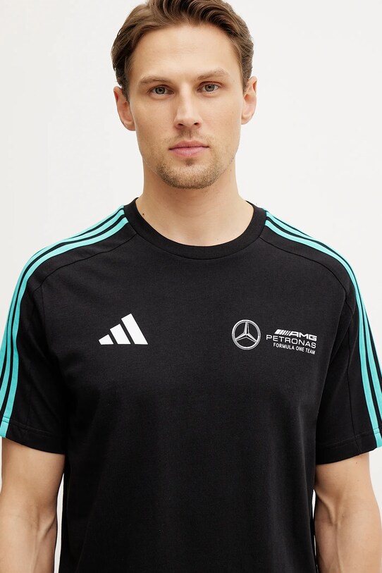 Памучна тениска adidas x Mercedes черен JV5425