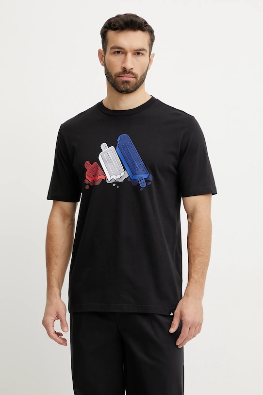 Бавовняна футболка adidas бавовна чорний JI6742