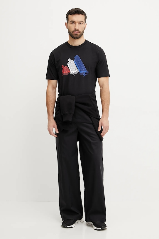 Бавовняна футболка adidas JI6742 чорний SS25