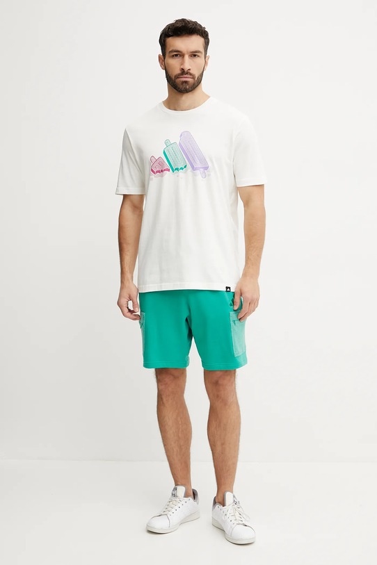 Bombažna kratka majica adidas JJ4020 bež SS25