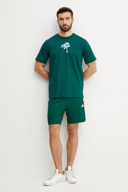Bavlněné tričko adidas JI6753 zelená SS25
