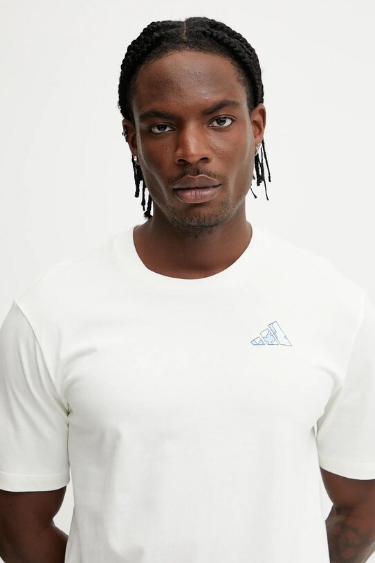 Памучна тениска adidas бежов JI6756