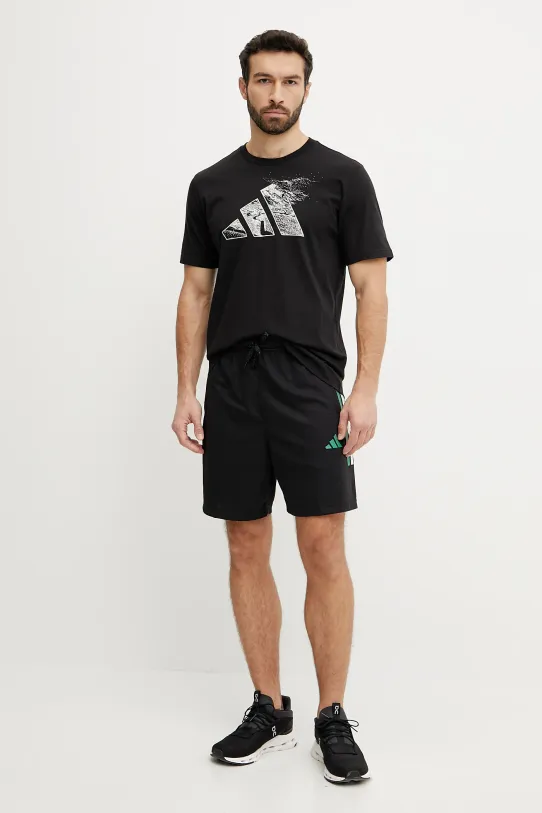 Βαμβακερό μπλουζάκι adidas JI6788 μαύρο SS25