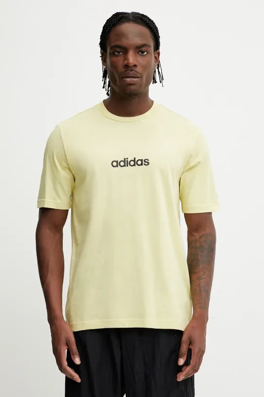 Bavlnené tričko adidas Essentials Linear relaxed žltá JE9003