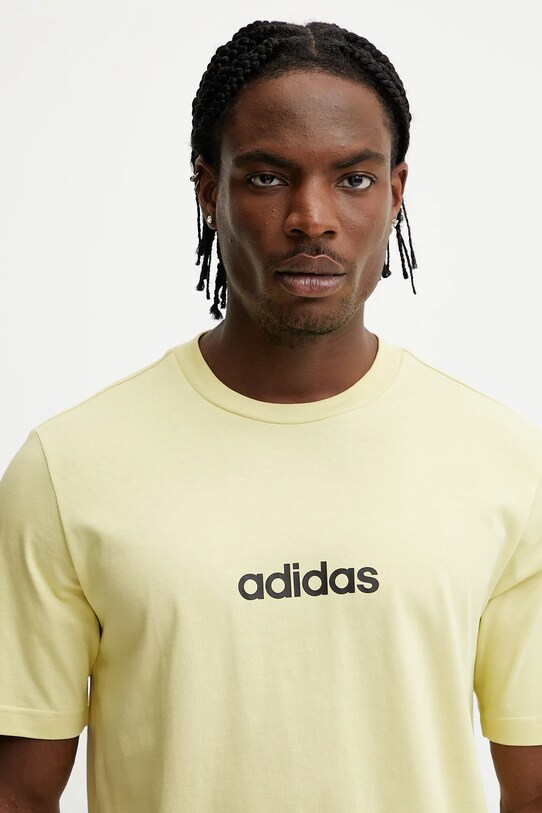 Bavlněné tričko adidas Essentials Linear žlutá JE9003