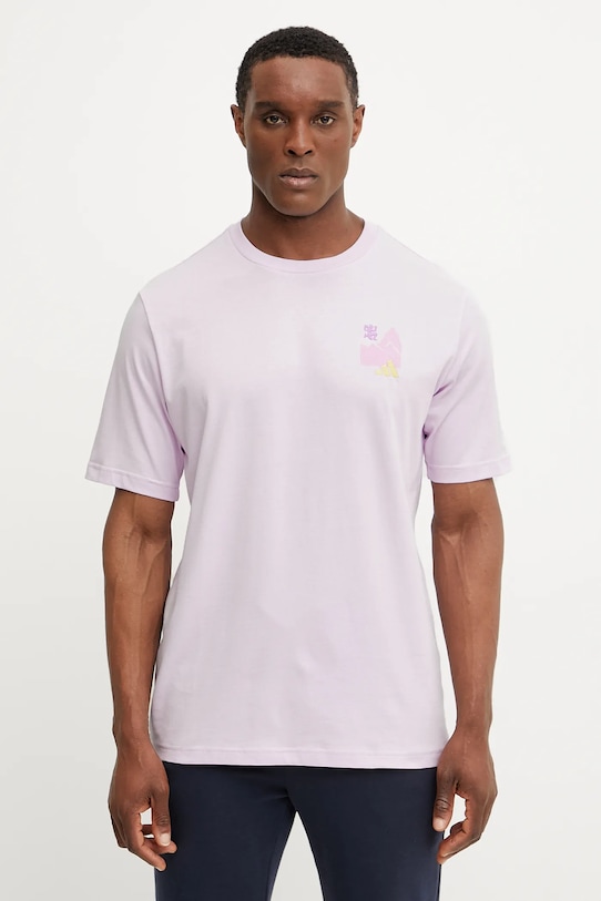 Одяг Бавовняна футболка adidas IK3065 фіолетовий