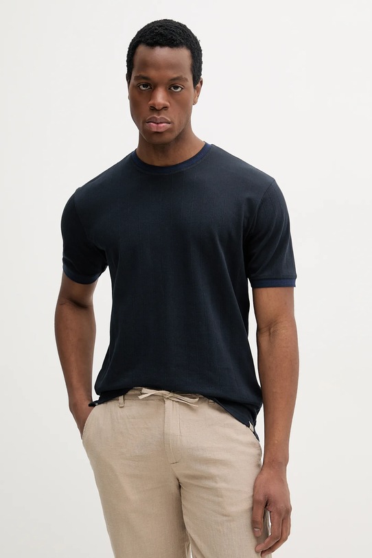 Tričko Liu Jo jednofarebný tmavomodrá QA5124.J4925