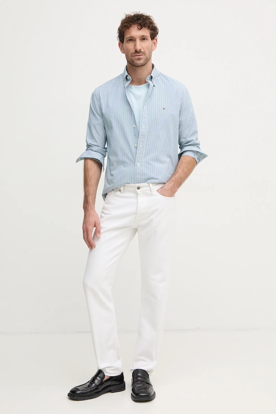 Lindbergh t-shirt bawełniany 30.400120.PASTEL.BLUE niebieski SS25