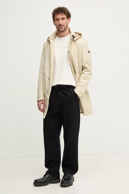 Lindbergh tricou din bumbac 30.400200.PEARL.WHITE bej SS25