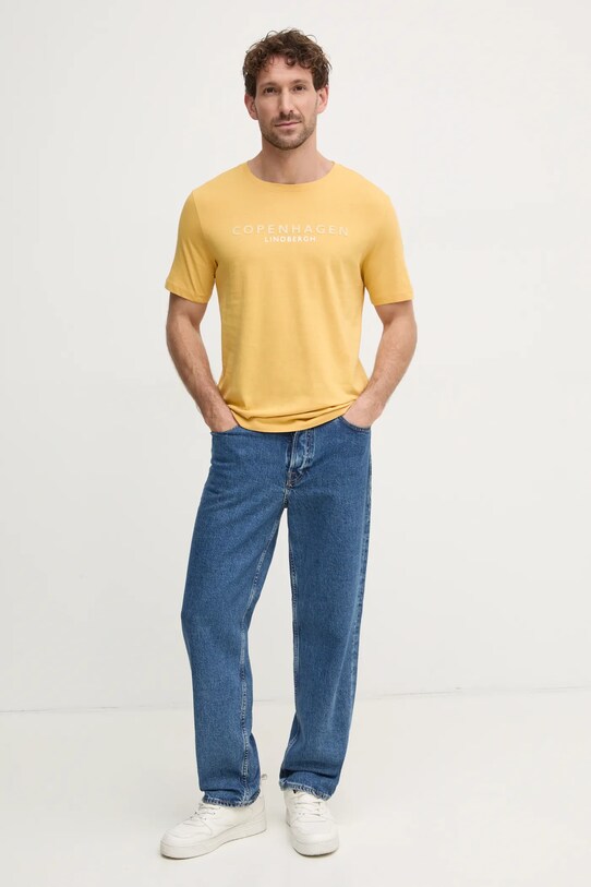 Lindbergh t-shirt bawełniany 30.400200.WAX.YELLOW żółty SS25