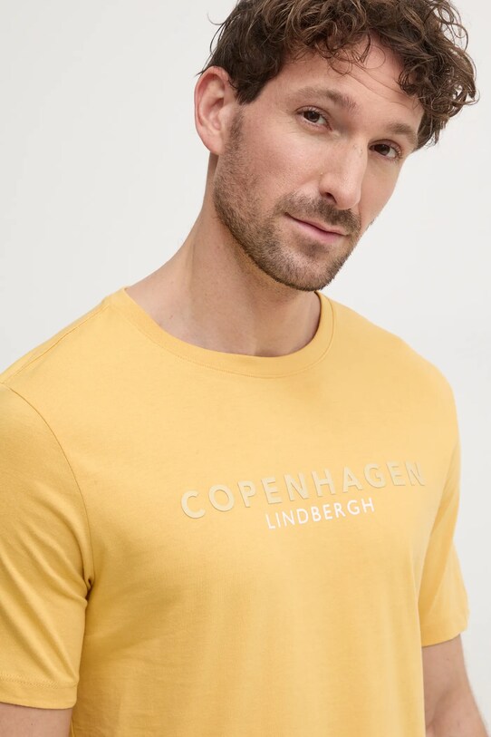 Lindbergh t-shirt bawełniany żółty 30.400200.WAX.YELLOW