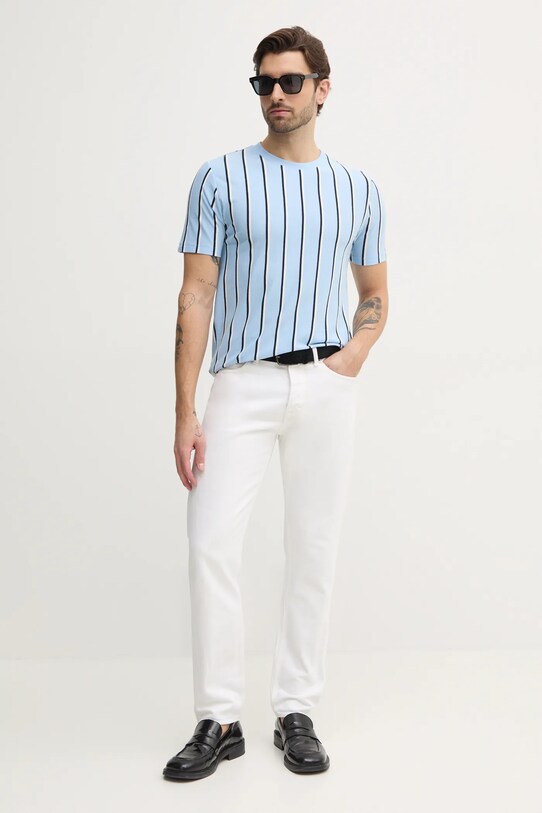 Lindbergh tricou din bumbac 30.400259.SKY.BLUE albastru SS25