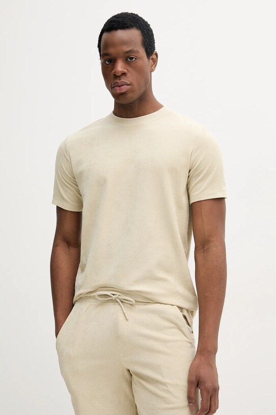 Lindbergh t-shirt sima bézs 30.400260.STONE