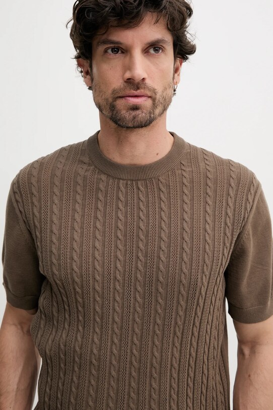 Lindbergh pulover de bumbac maro 30.804115.DK.STONE
