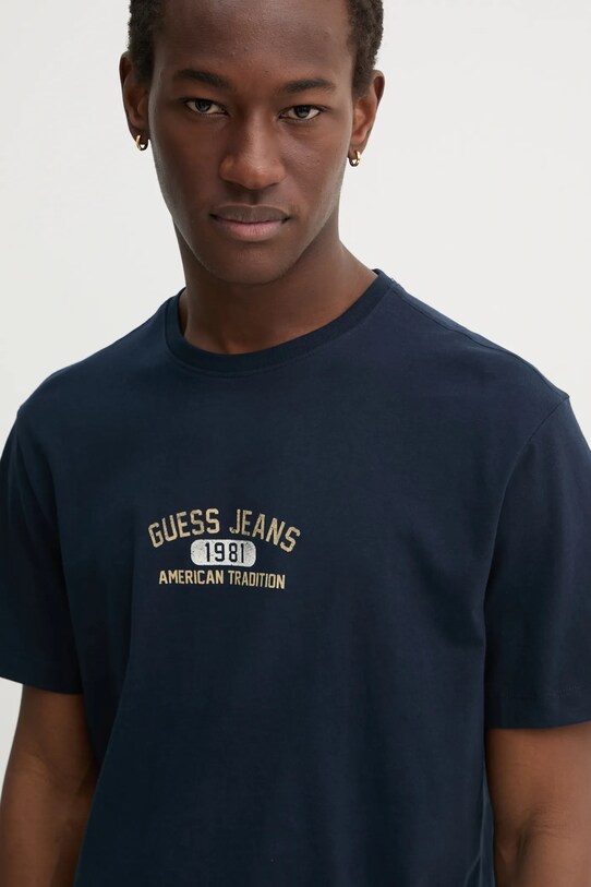 Bavlnené tričko Guess Jeans tmavomodrá M5RI77.K8FQ4