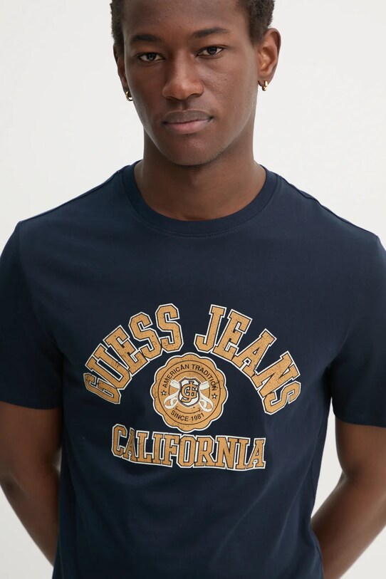 Guess Jeans tricou din bumbac bleumarin M5RI80.K8HM0