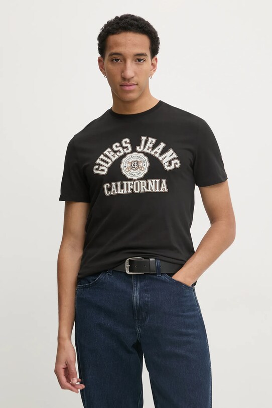 Guess Jeans pamut póló fekete M5RI80.K8HM0
