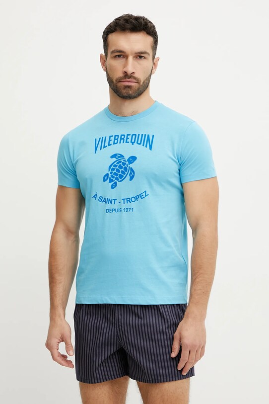 Vilebrequin tricou din bumbac PORTISOL print albastru PTSC9018