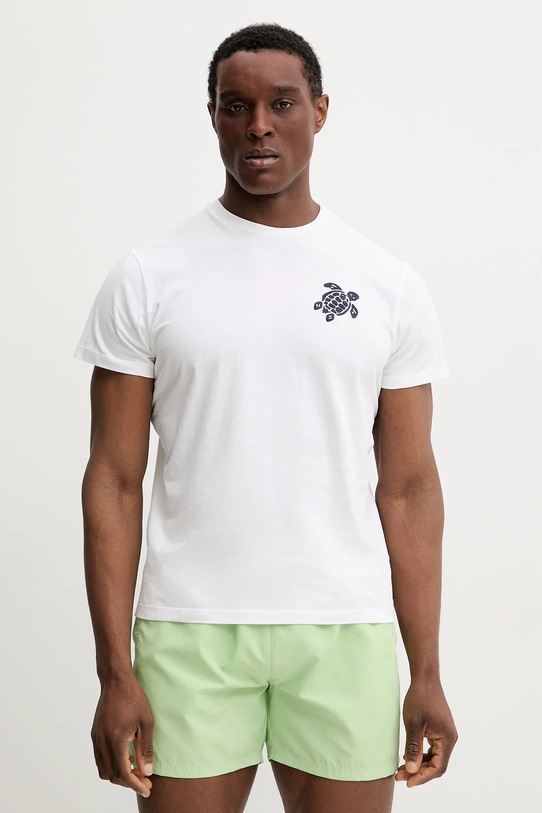 Bavlněné tričko Vilebrequin PORTISOL kulatý bílá PTSCM919