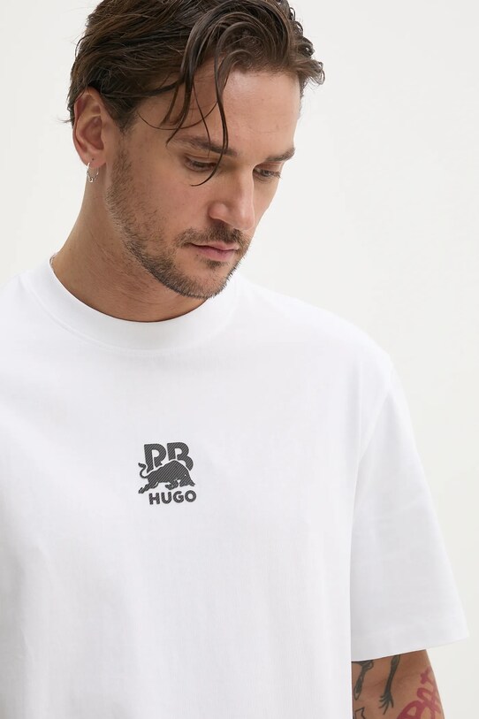 Бавовняна футболка HUGO x RACING BULLS білий 50542766