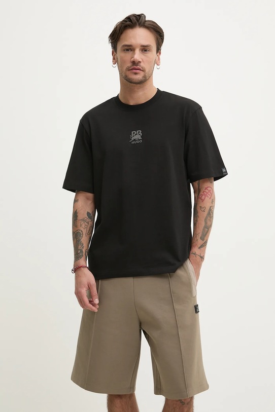 HUGO t-shirt bawełniany x RACING BULLS nadruk czarny 50542766