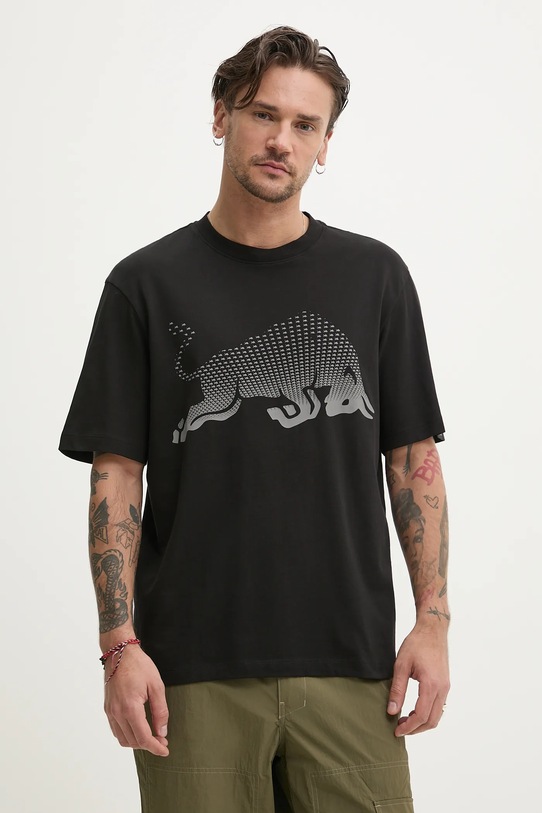 HUGO t-shirt bawełniany x RACING BULLS nadruk czarny 50542775