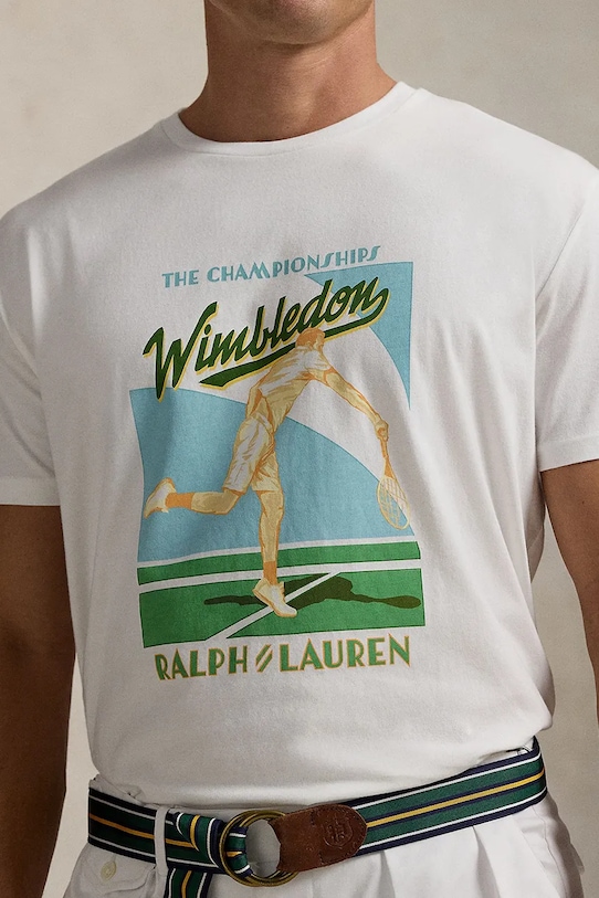 Polo Ralph Lauren tricou din bumbac Wimbledon Collection alb 710970512
