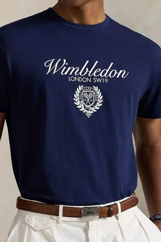 Polo Ralph Lauren t-shirt bawełniany Wimbledon Collection granatowy 710970522