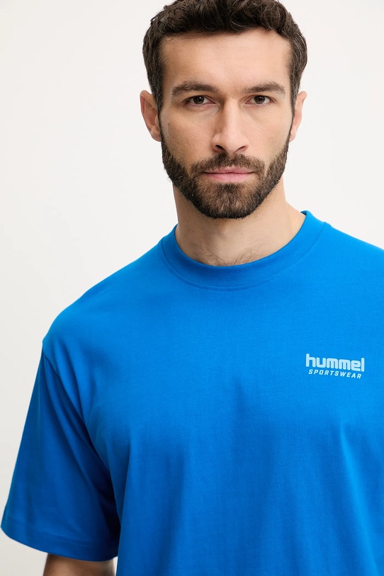Hummel t-shirt bawełniany niebieski 227549