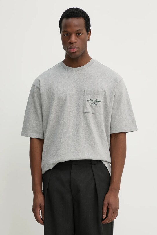 Levi's tricou din bumbac HALF SLEEVE GR PCKT T imprimeu gri 001MH