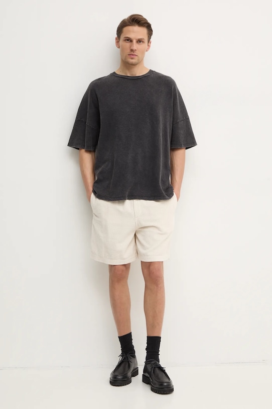 American Vintage tricou din bumbac MSON02AGE25 negru SS25