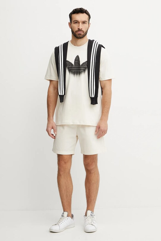 adidas Originals pamut póló Skeleton Trefoil JN4559 bézs SS25