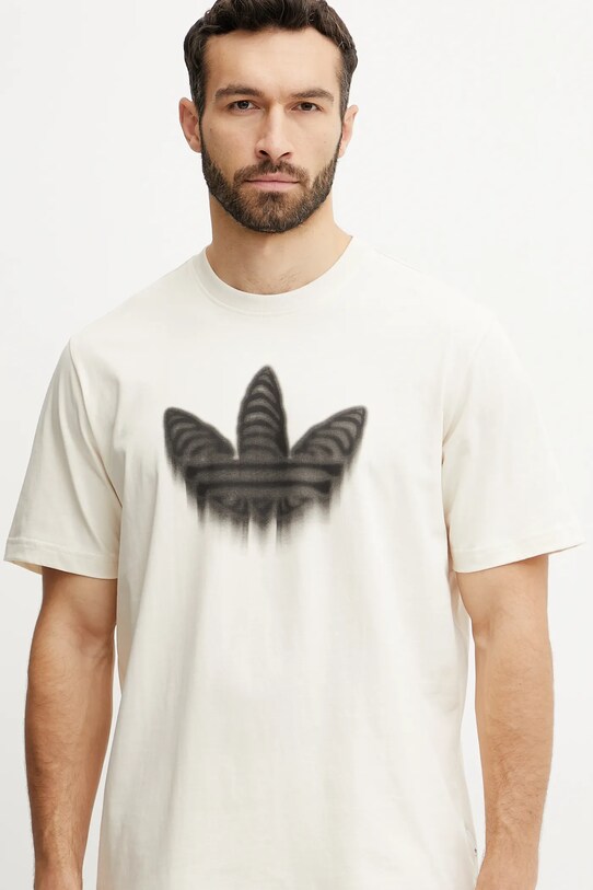 adidas Originals pamut póló Skeleton Trefoil bézs JN4559