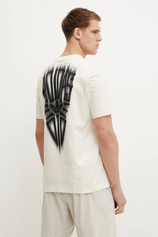 Bavlněné tričko adidas Originals Skeleton Back Tee kulatý béžová JN4560