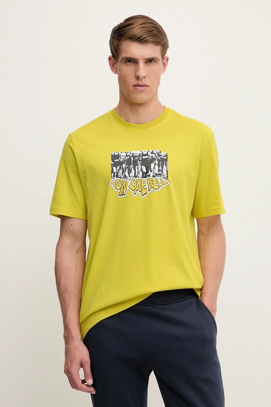 adidas Originals tricou din bumbac Q12 TS Crowd print galben JD0709
