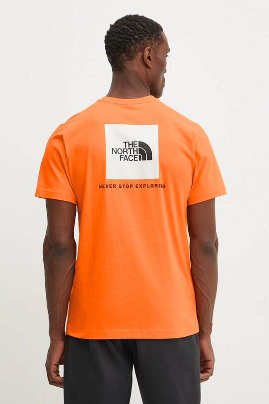 The North Face t-shirt bawełniany Redbox nadruk pomarańczowy NF0A87NPAQE1