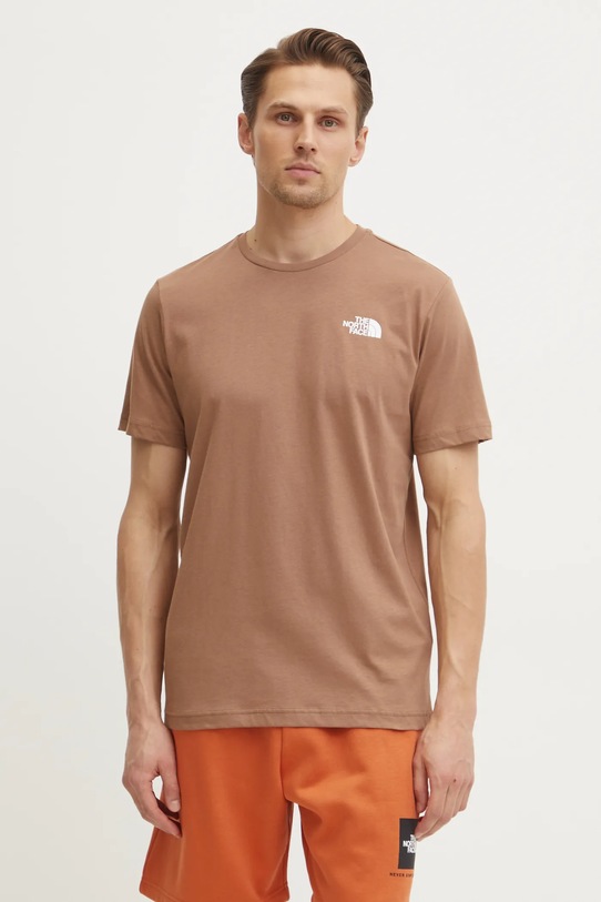The North Face t-shirt bawełniany Redbox nadruk brązowy NF0A87NPAR41