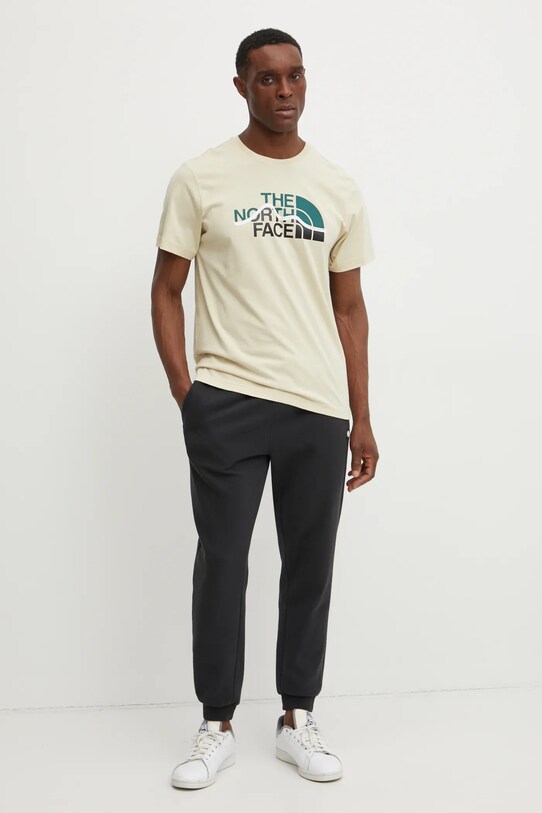 The North Face t-shirt bawełniany Mountain Line NF0A87NT3X41 beżowy SS25