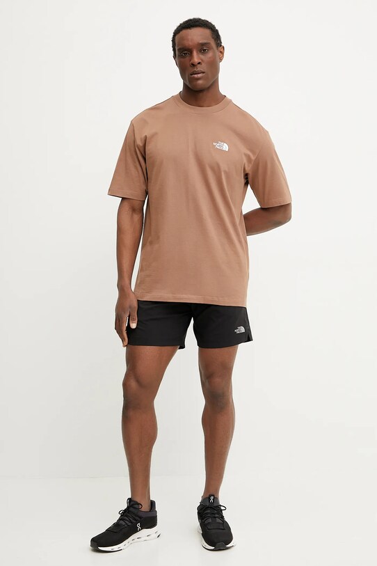 The North Face tricou din bumbac Essential NF0A87NR6IH1 maro SS25