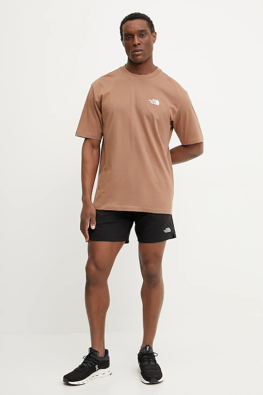 Βαμβακερό μπλουζάκι The North Face Essential NF0A87NR6IH1 καφέ SS25