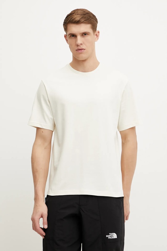 The North Face t-shirt bawełniany Relaxed aplikacja beżowy NF0A8C35QLI1