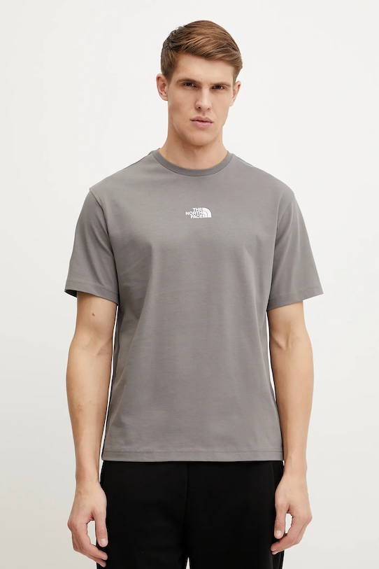 Памучна тениска The North Face Heritage Graphic Relaxed свободна сив NF0A8C3Q0UZ1
