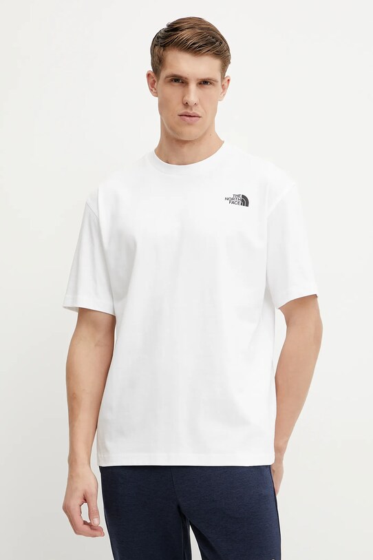 Odzież The North Face t-shirt bawełniany Nuptse Oversized NF0A8C3TFN41 biały