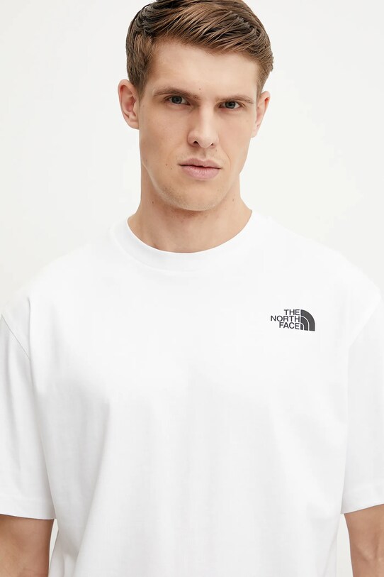 The North Face t-shirt bawełniany Nuptse Oversized biały NF0A8C3TFN41
